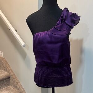 bebe Purple One-Shoulder Blouse